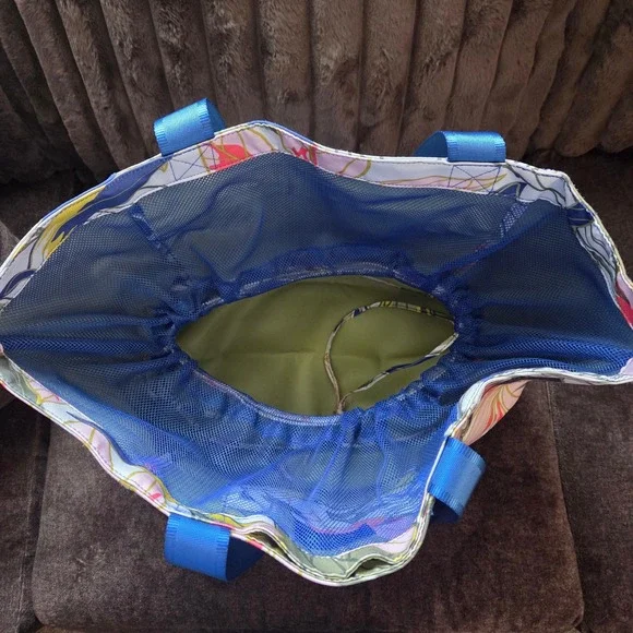 Vera Bradley ReActive Drawstring Family Tote Tropical Floral Blue Green NWT - Picture 6 of 7